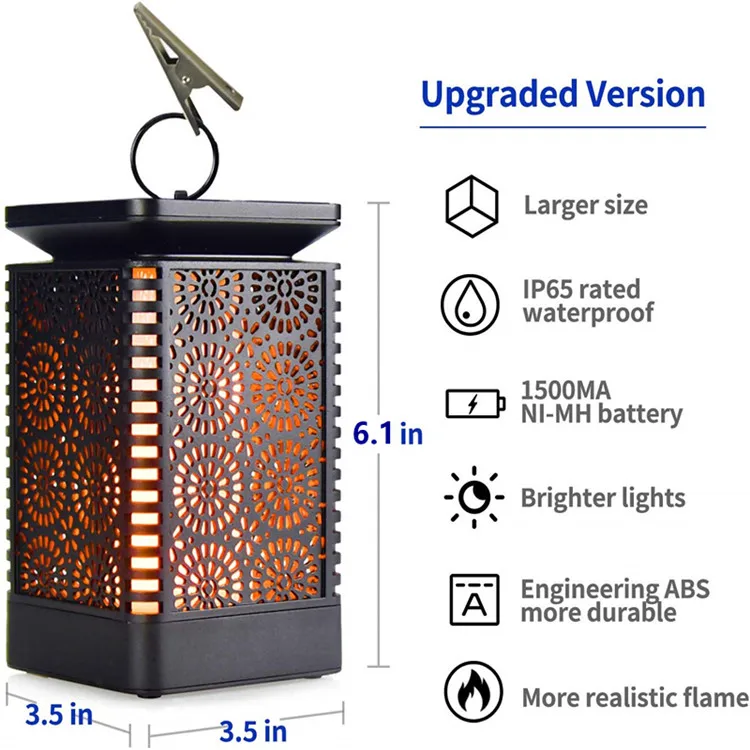 Wason лидер продаж Декоративный Солнечный мерцающий фонарь с пламенем подвесной уличный водонепроницаемый садовый Ландшафтный настенный