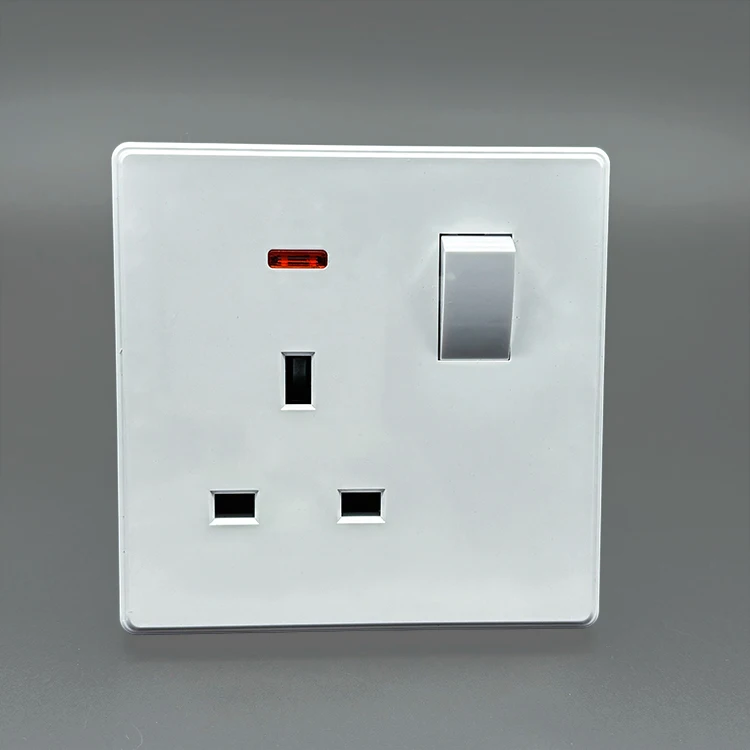 VNX White UK 13A Light Button Switch Fast Charging Power Wall Switch Socket 220V Electrical Outlet Wall Switch