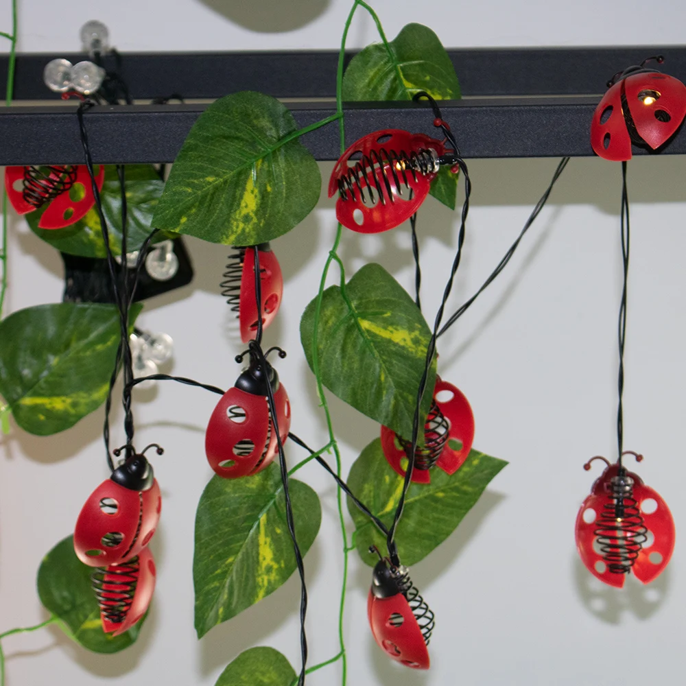 waterproof solar holiday festival garden new insect ladybug style string light decoration details