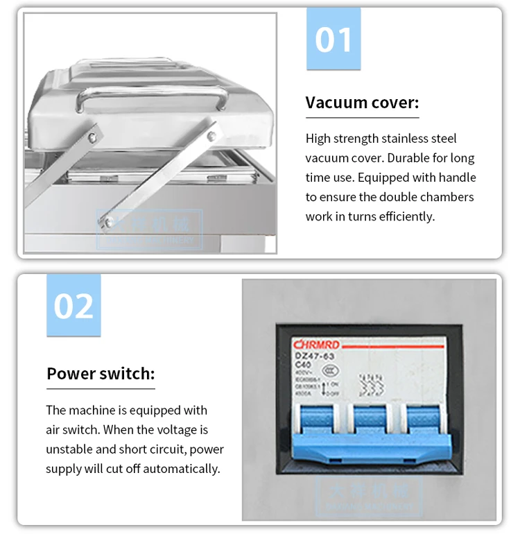 DZ-500-2SB Heat Sealing Food Plastic Bag Double Chamber Packaging Packing Vacuum Machines for Commercial Purpose supplier