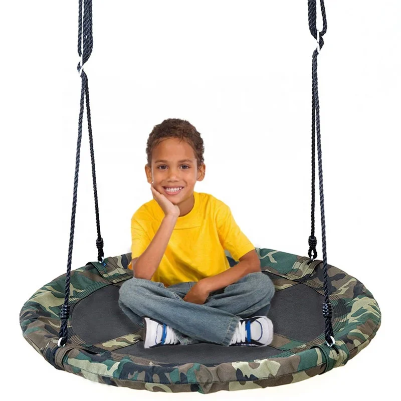 39 Inch Spider Web Tree Swing Outdoor Saucer Net Swing Platform  Backyard Round Flying Swing