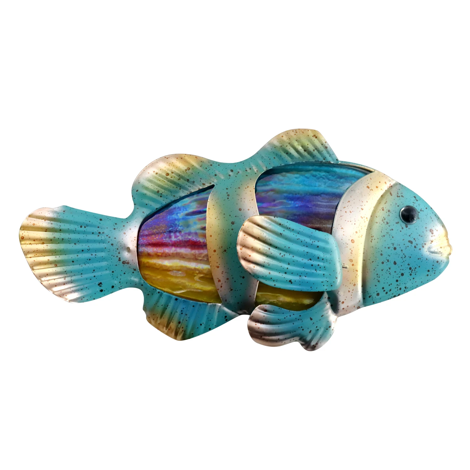 Summer Style  Yard Colorful Glass Animal 3d Sea Fish Mold Art Wall Hanging 1