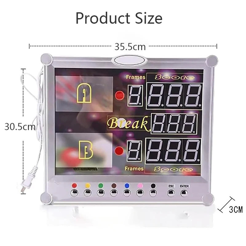 Modern Digital Snooker Table Score Display Accessory Wall-Mount Electronic Billiard Scoreboard Remote Control Made Plastic