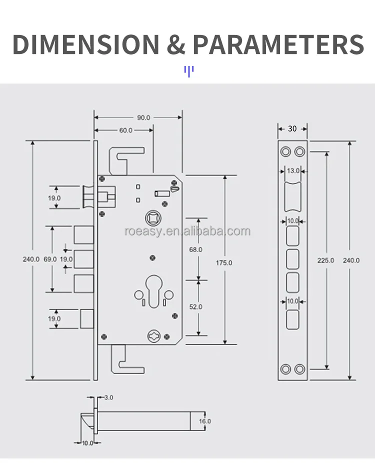 Roeasy En Stainless Door Lock Body Europe Customization Smart