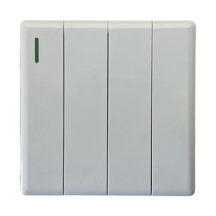 UK/EU Standard Electric 10A 4 Gang 2 Way Switches and Socket PC Panel Wall Light Push Button Switch for Smart Home Hotel