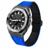 Sandblast Black Case + Carbon Fiber Buckle Blue Nylon Strap