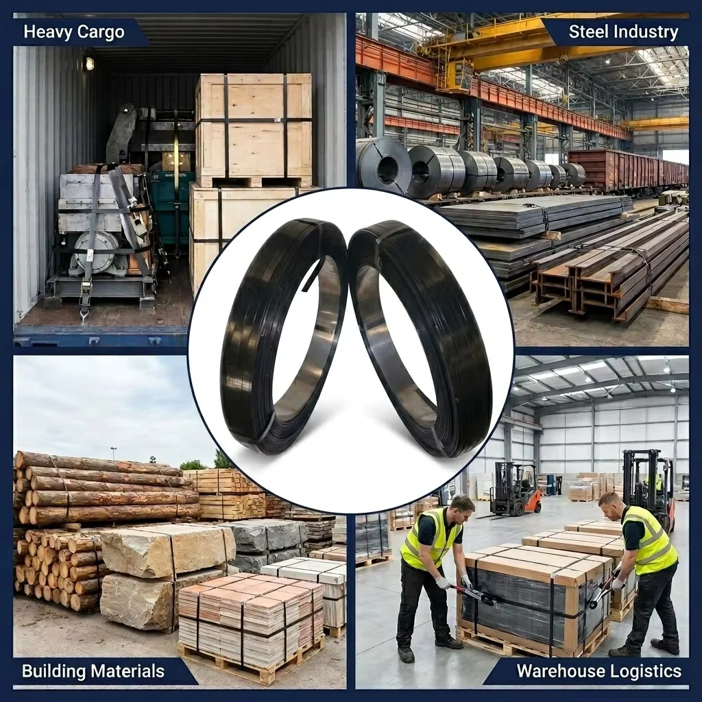 Daily Output 200 Ton Black Painted Cold Rolled Steel Strapping Coil 19mm 32mm for Industrial Hardware Export