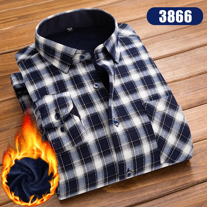 Fashion Winter Warm Men Shirt Thick 