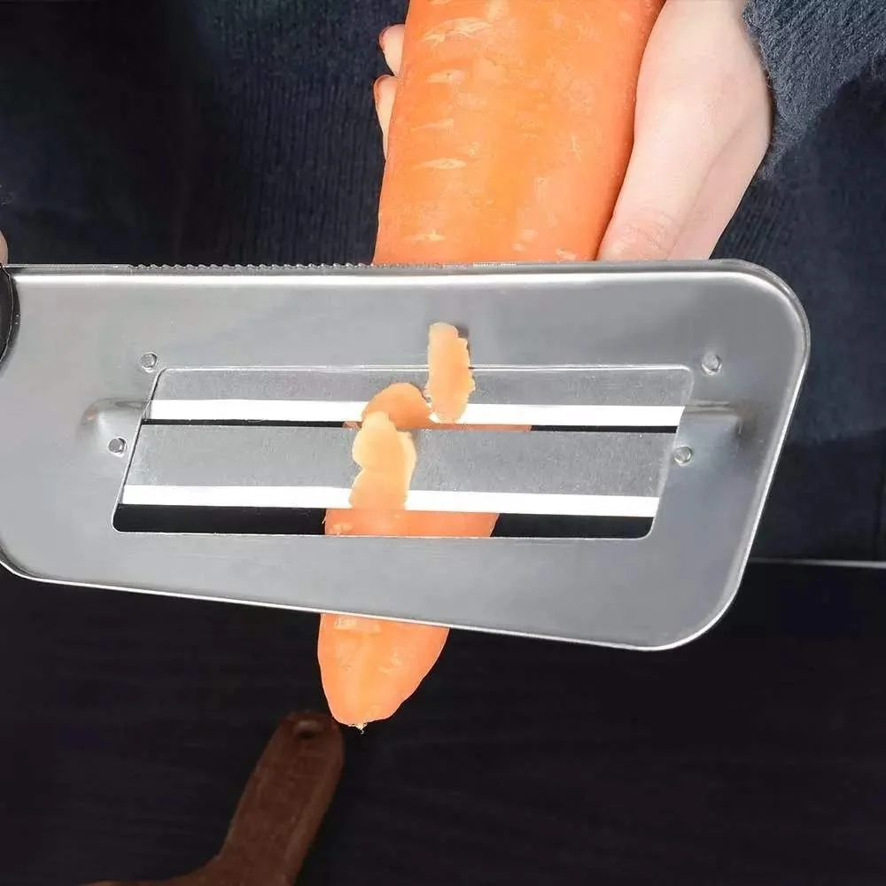 Vegetable Slicer Double 2 Slice Blade Slicing Knife Fish Scale Cleaner Knives Cabbage Cucumber Carrot Onion Slicer Peeler Shredder