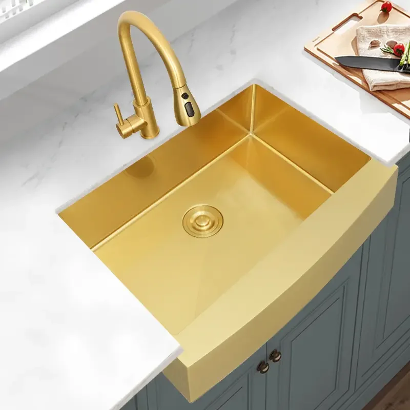 Custom Made 31 Inch Stainless Steel Handmade Undermount Round Corner Single Bowl Kitchen Sink