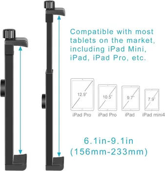 Neewer for iPad Tablet Tripod Mount Adapter Holder 16-23.5 Centimeters Adjustable Clamp for iPad detail image