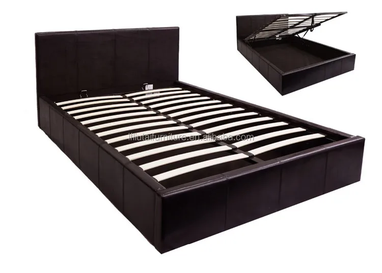 Luxury Bedroom Furniture King Size Bed Leather Material Wooden Frame