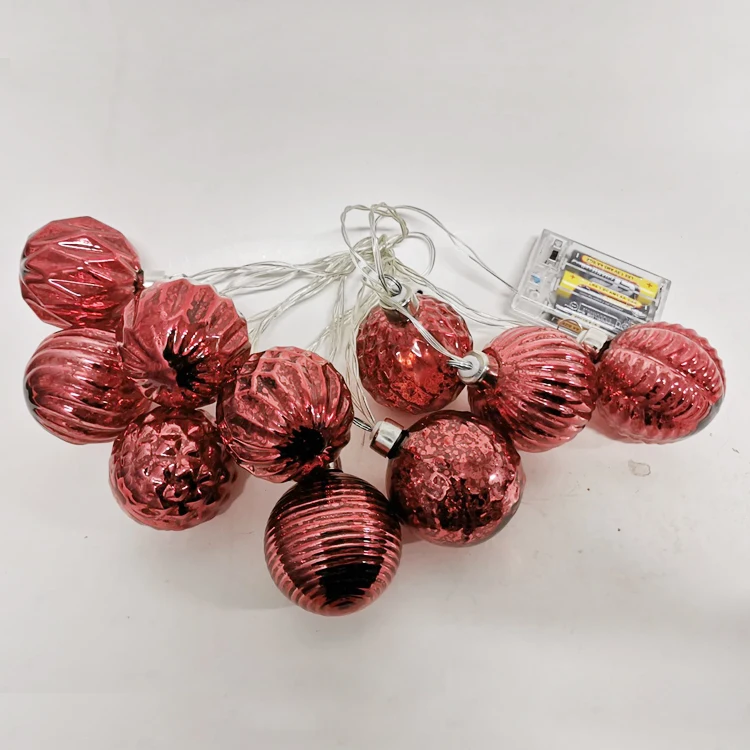 Custom 10 led battery operated Christmas tree mercury glass bauble decoration hanging fairy garland string light chains for sale supplier