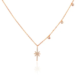 POLIVA Aaa Cubic Zirconia 925 Sterling Silver Necklaces Snowflake Rose Gold Necklace Designs Women