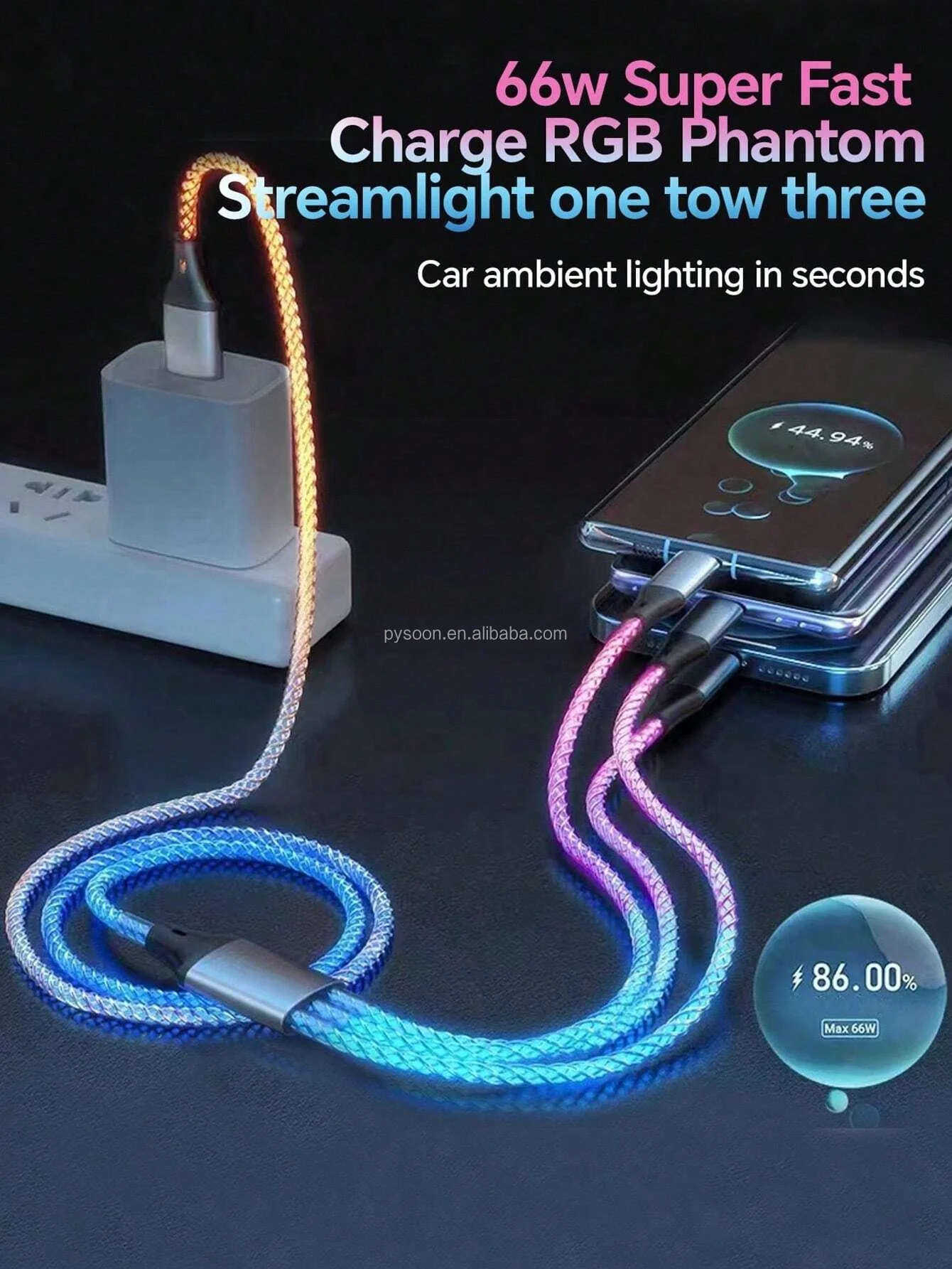 Led Light Charge Wholesale 60W Fast Charging Type C LED Light PD Charger RGB LED Light ...