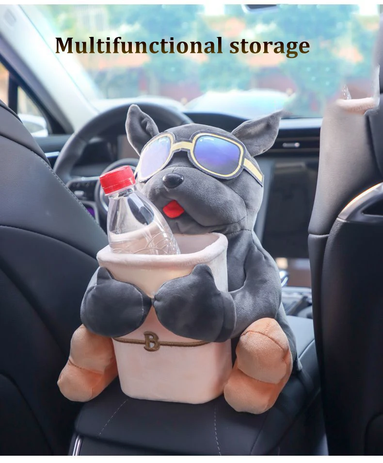 卡通可爱猫咪汽车扶手纸巾盒多功能收纳袋家用办公室垃圾桶纸巾袋