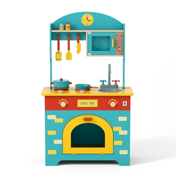 children's kitchen toy girl kitchen stove pink drawing board wooden pretend French style kitchen set