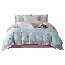4 Piece Bedding Set Brushed Digital Printed Floral Quilts 100% Cotton Fabric 400TC Thread Count Light Weight Colored Pattern