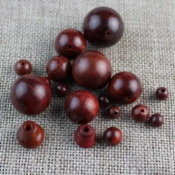Two holes Trio Holes Natural Blood Red Sandalwood Round Beads And Tower Beads For DIY Jewelry Making