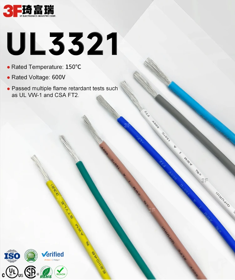 3F ul 3321 150 Degree C Hookup Single Bare Coopper Copper Conductor Different Size Fire Rated Fireproof  Electrical Wire Cable