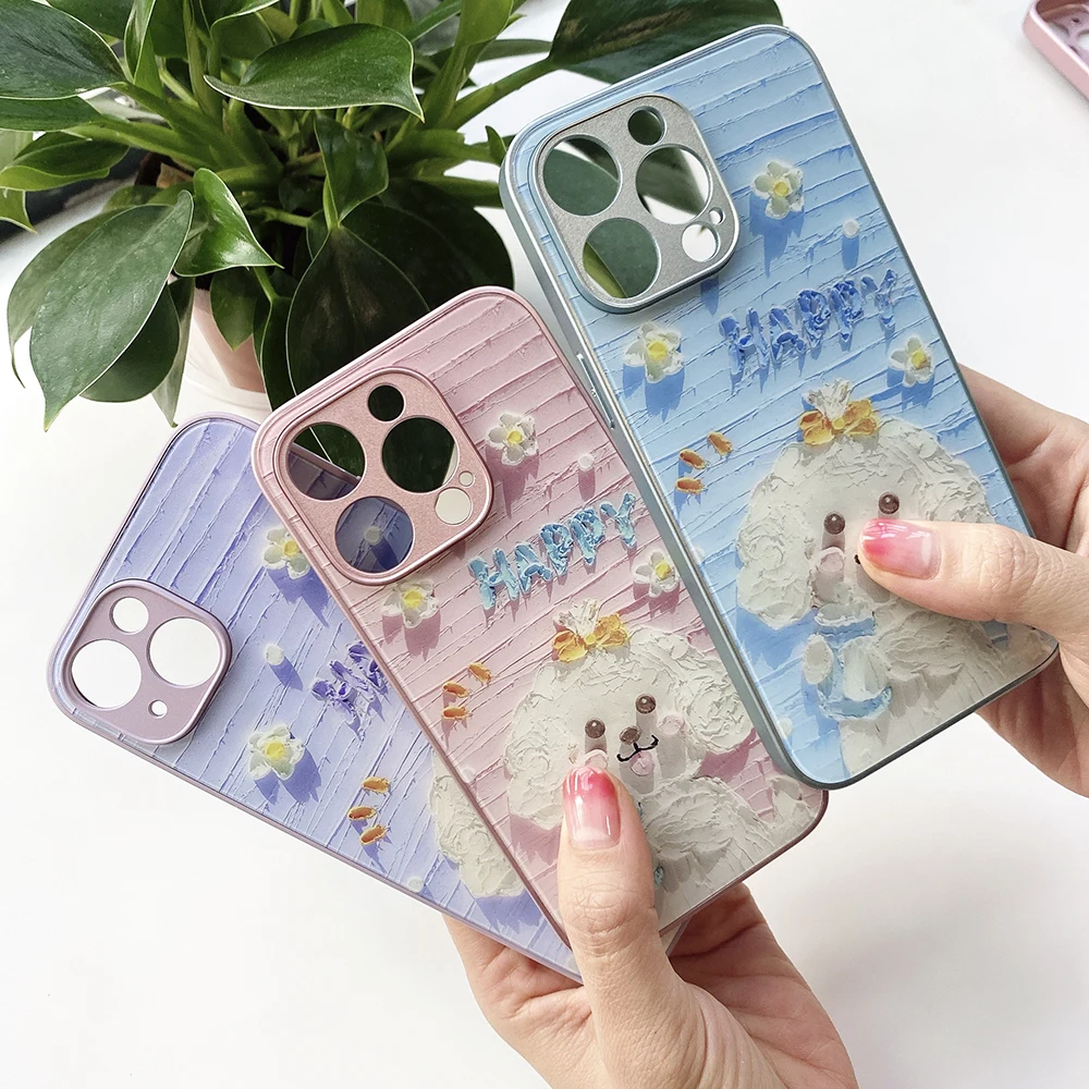 Trident Dog Printing Hard Back Glass Sublimation Ladies Mobile Cover Phone Cases for samsung