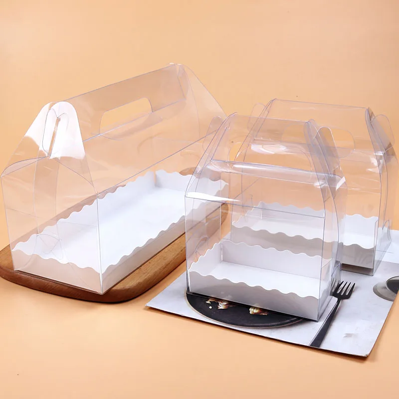 Wholesale Disposable Portable Clear Rectangular Cake Box Wedding Handmade Gift Packaging Supplies Transparent Packing Material