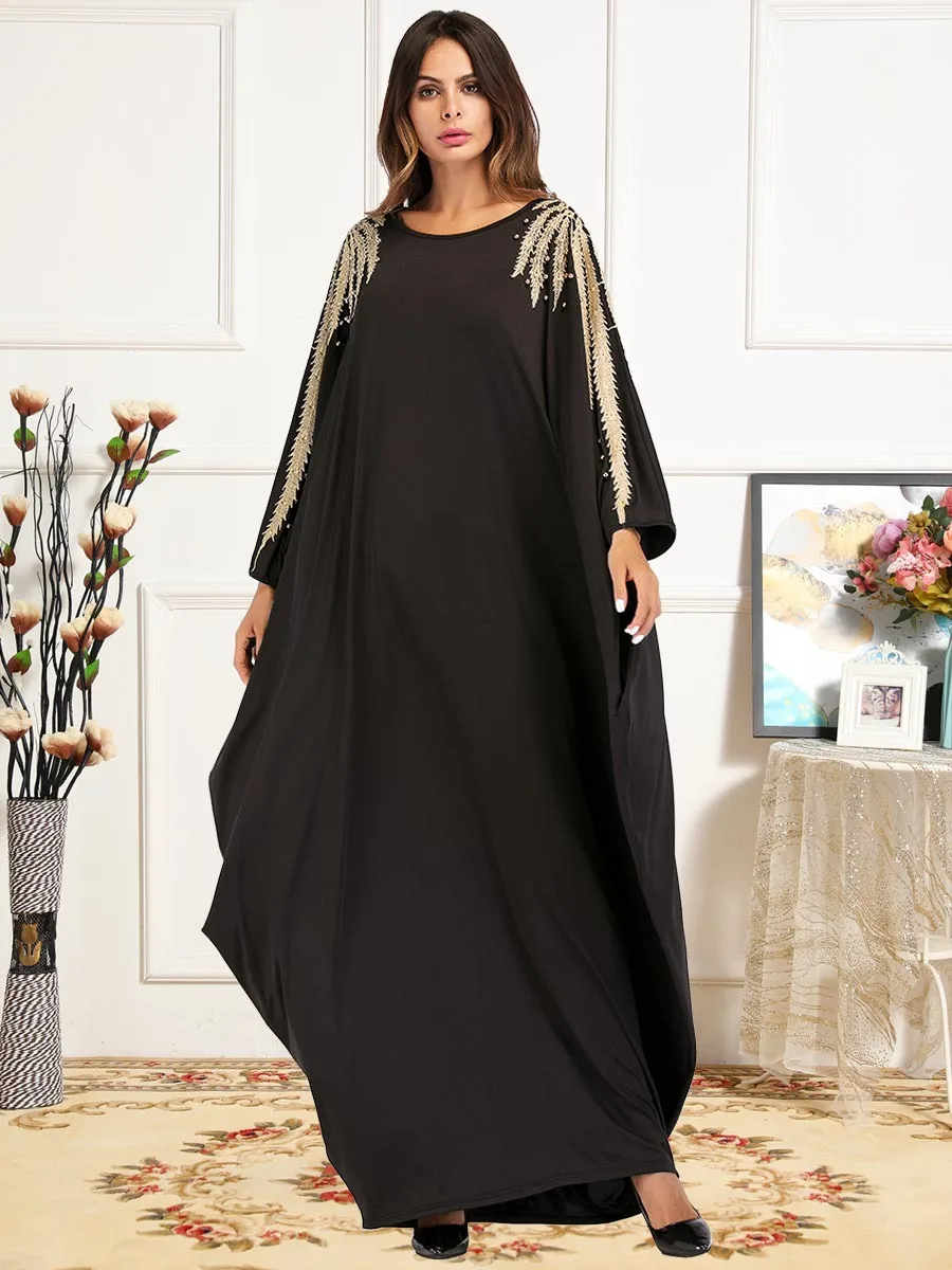 最新伊斯兰服装大号阿拉伯穆斯林abaya伊斯兰女士服装串珠