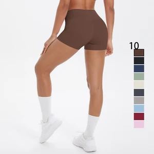 High Quality Quick-Dry Yoga Shorts with Elastic Waist Tummy Control & Butt Lift Solid Color High-Waist Fitness Shorts
