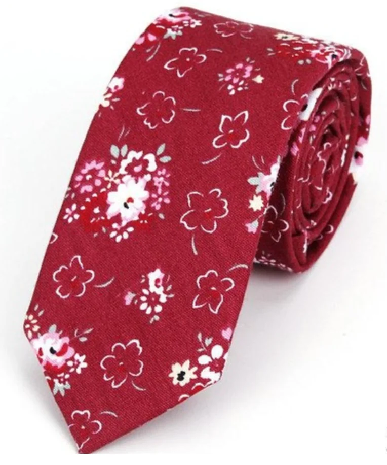 
100% Cotton Whole Sale Various Floral Ties Skinny for Men Classical Colorful Floral Stitching Necktie 