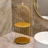 Golden, tall, double-layered tin birdcage