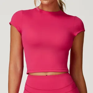 TOPKO Ladies' Sports Yoga Wear, Brushed, Tight and Beautiful Back Yoga Short-sleeved Running and Fitness T-shirt Top