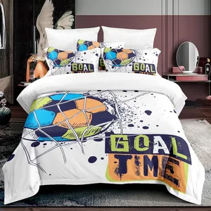 Kids Football Print Bedding Set 3D Bedsheet 100% Microfiber Polyester Brushed Bed Sheets Boy Cartoon Duvet Cover