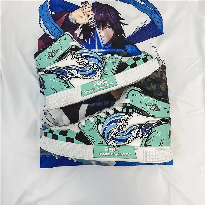 Wholesale High Top Ankle Sport Men Casual Shoes Skateboard Shoes Men Luxury Brand Shoes Anime Sneakers