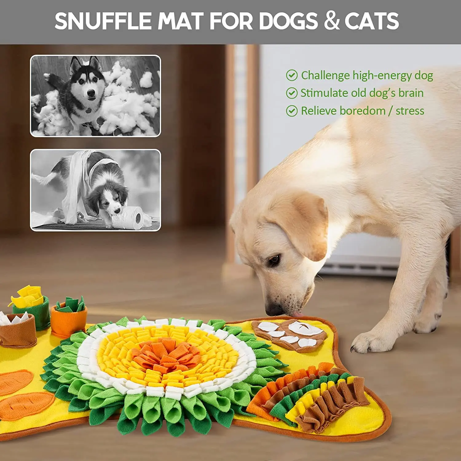 IVYPET Feeding Pet Dog Snuffle Carpet Sniffing Mat Puzzle Snuffle Mat For Dogs Nosework Dog Toy manufacture