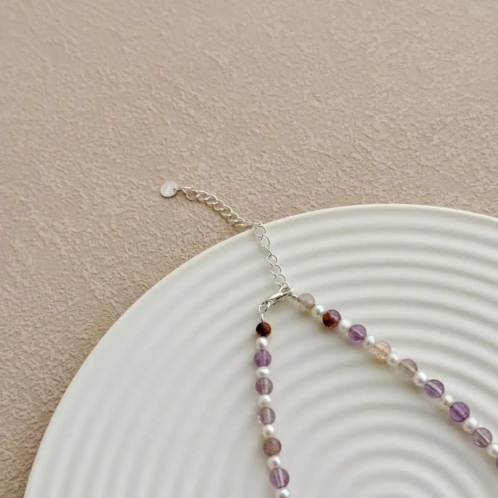 KAKODIY fashion natural purple stone beaded necklace 925 sterling silver adjustable necklace jewelry detail 3