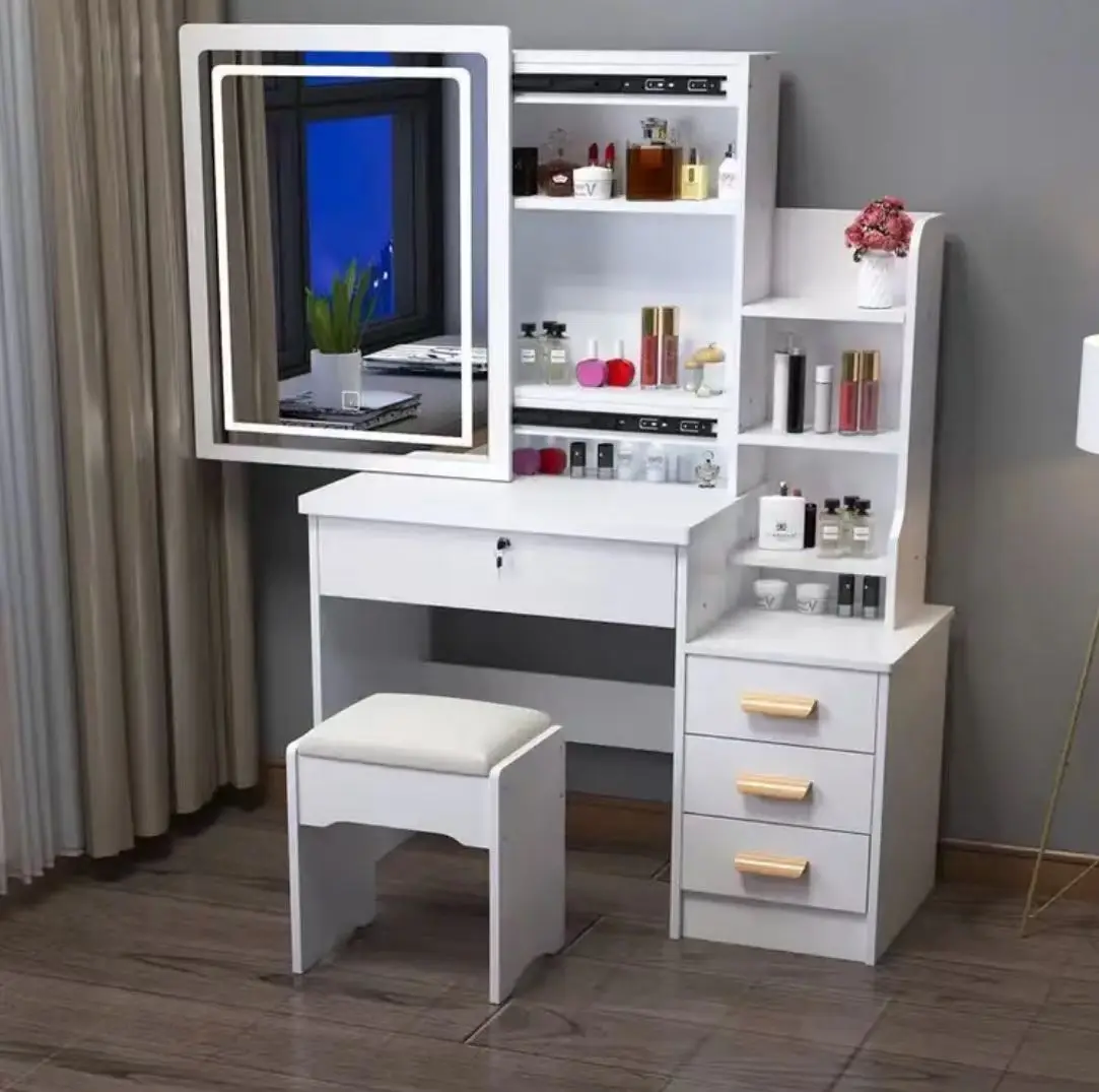 New Design Dressing Table Can Be Used As Bedside Table With Led Light Vanity Mirror