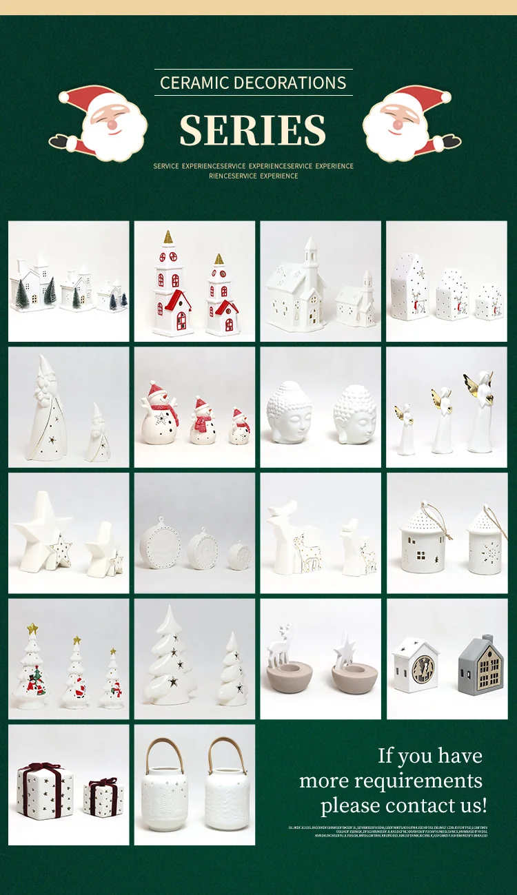 Winter White Glazed Porcelain Holiday Tabletop Figurines Led Ceramic House Christmas Ornament manufacture