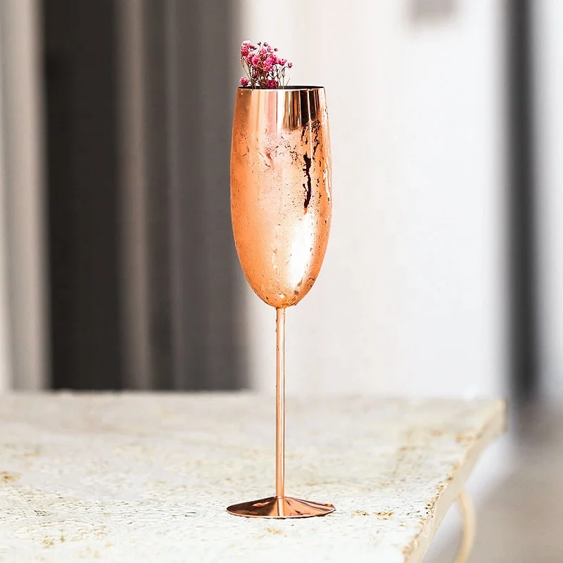 Promotional Stem Champagne Drinking Wine Glasses Colored Glass Goblet