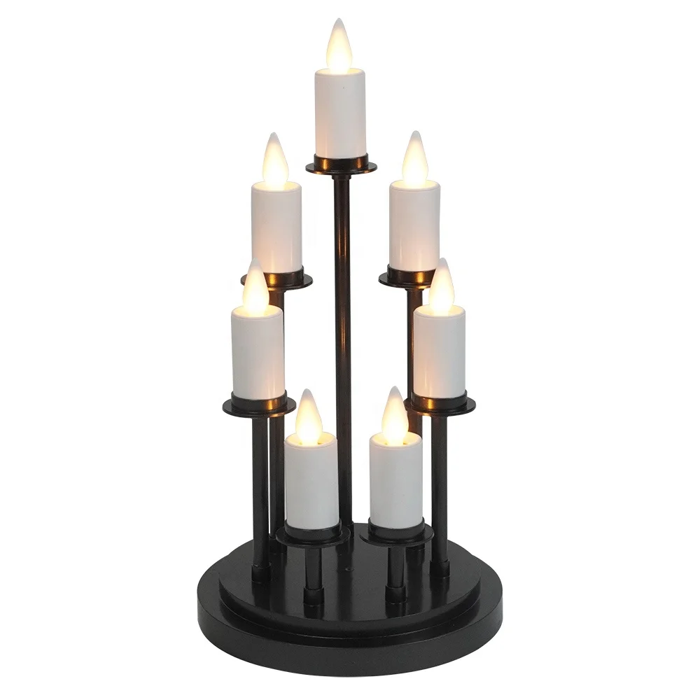 Оптовая продажа, светодиодная люстра теплого белого цвета с 7 стойками, пластиковый подсвечник Kandelaar для ужина при свечах