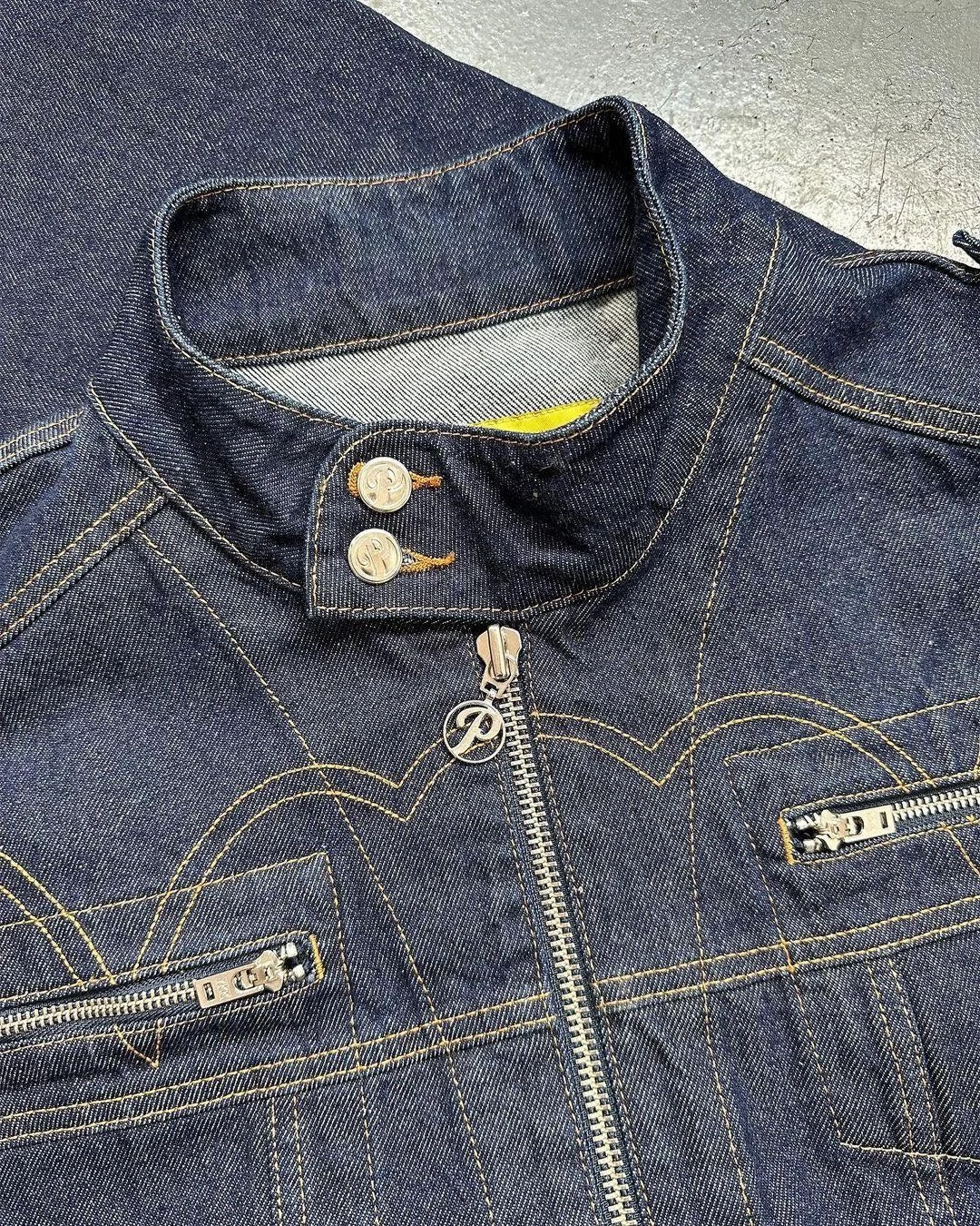 For Vintage Custom High Quality Hip Hop Men's Oversized Two-Piece Baggy Denim Motorcycle Jacket Jeans Set Quick Dry gallery 3