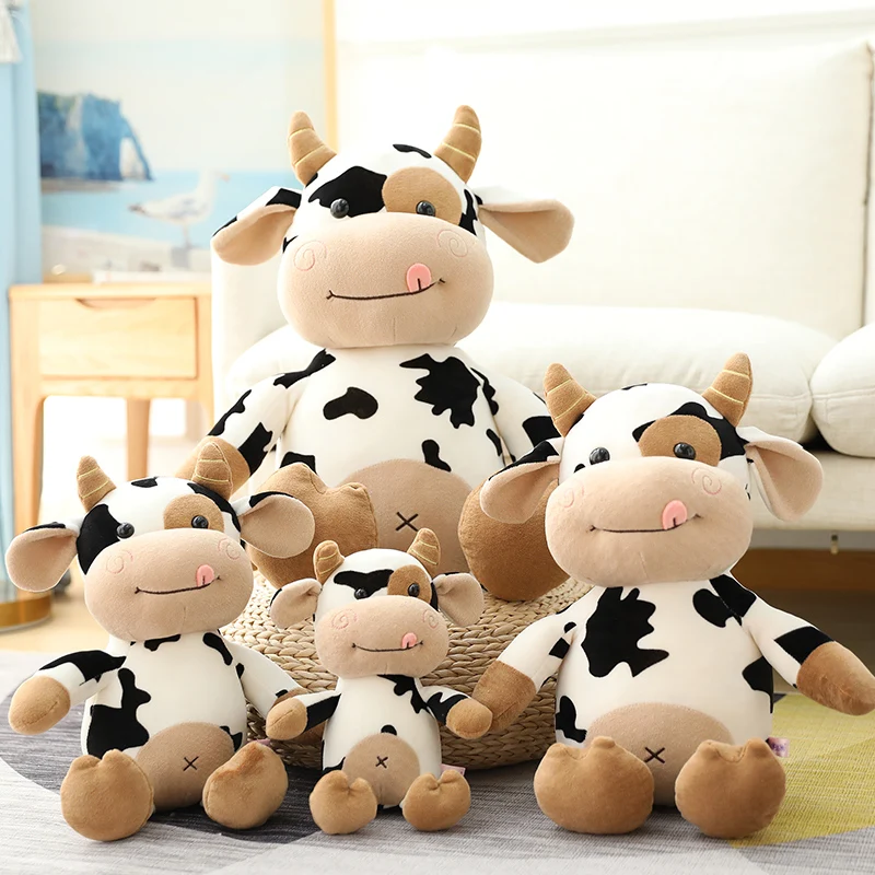 Cartoon Cow Plush Stuffed Animal Milk Cow Soft Huggable Doll Toys ...