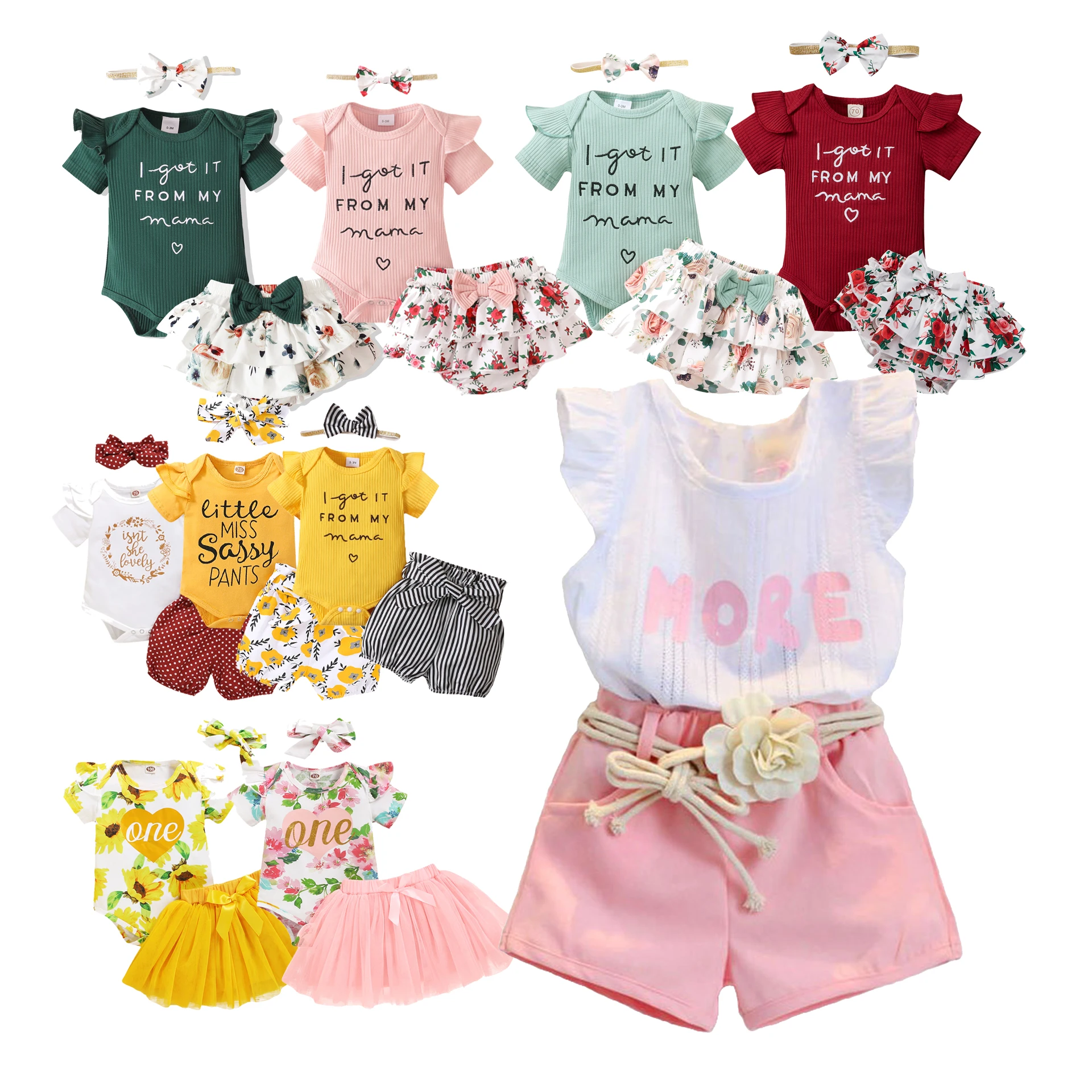 Лидер продаж, летний комплект одежды для девочек, топ в полоску с оборками на плечах и джинсовые шорты, комплект из двух предметов