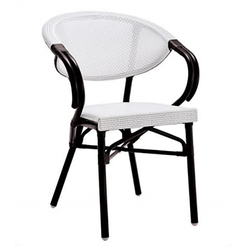 product modern durable woven rattan metal frame waterproof restaurant patio outdoor dining chair-0