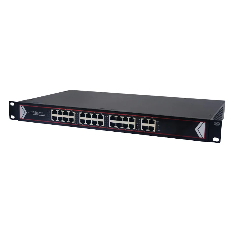 Fast Ethernet 24-Port PoE Switch With 4 Gigabit RJ45 Uplink Port 48V 260W 1U Rack Power Over Ethernet Switches details