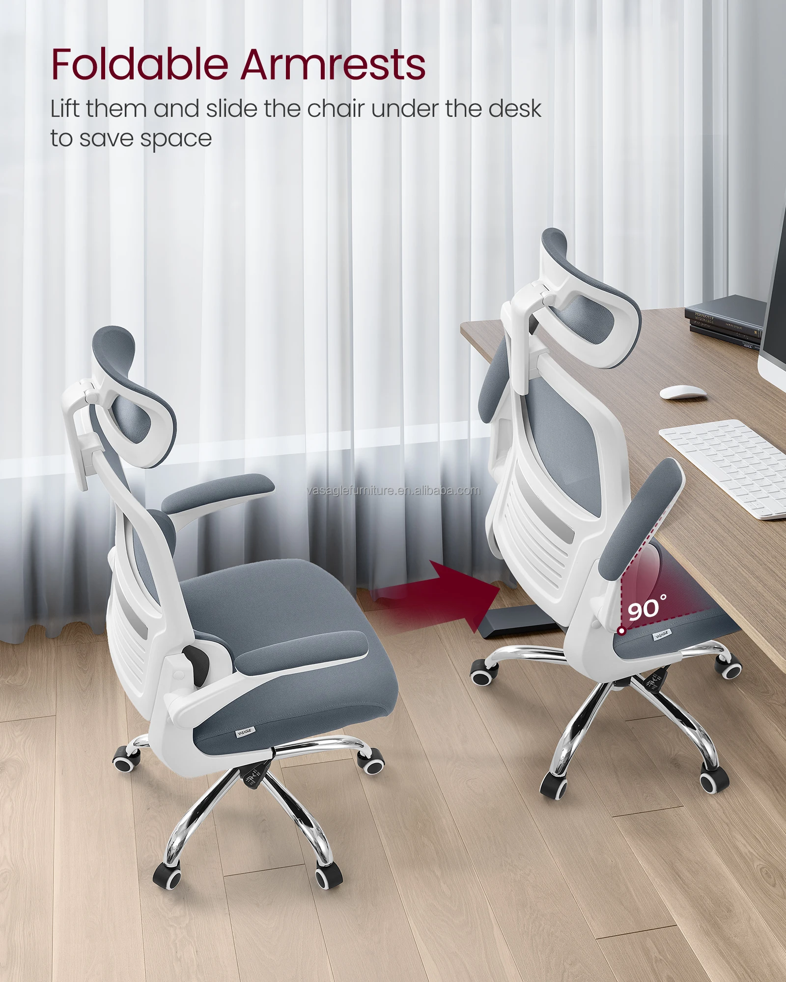 Songmics High Back Ergonomic Design Computer Chair Foldable Armrests ...