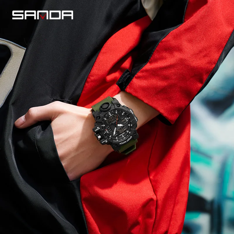 SANDA 6126 Men's Waterproof Digital Watch – Shock-Proof, Multi