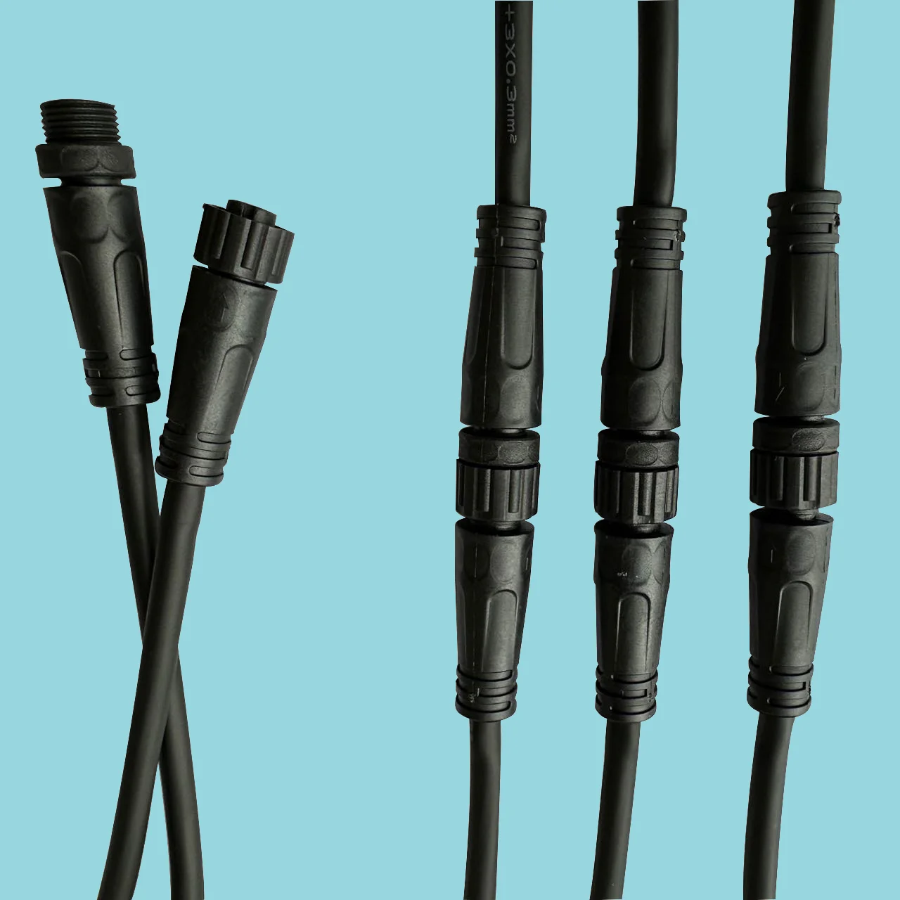 Custom IP67 Waterproof M12 Male Female Connectors for LED Billboards Neon Signs Solar Panel Engineering Applications