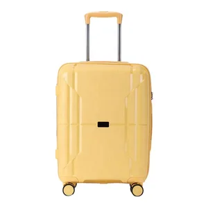 Factory 3 Piece PP Luggage Set Travel Lightweight Suitcases Light Yellow Matte Hardshell Bagagem Carry on Luggages for Business