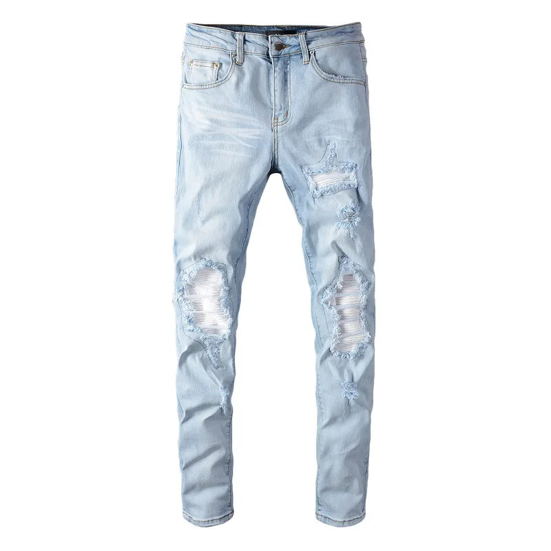 men's ripped jeans with patches