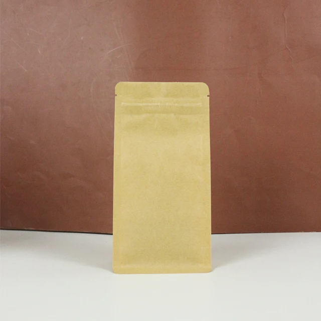 OEM Design Gravure Printed Matte Coffee Kraft Flat Bottom Paper Bag with One Way Valve for Pet Food and Potato Chips